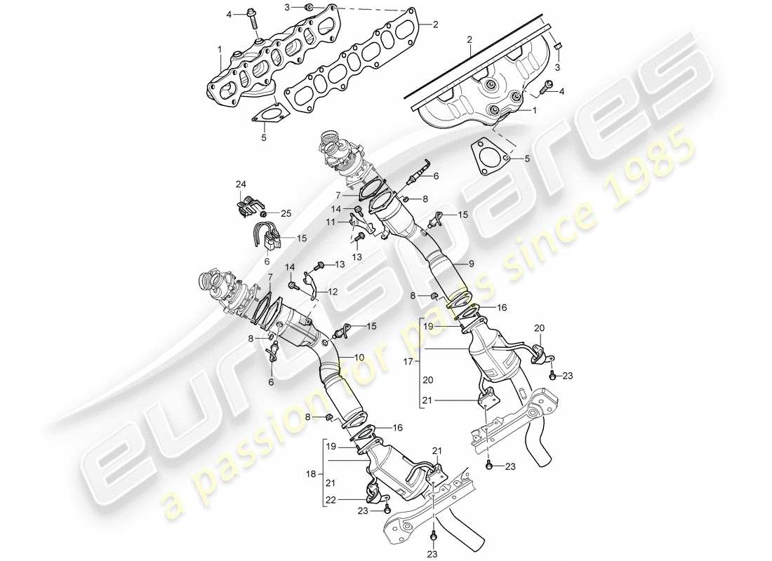 porsche 2004 (cayenne e1 9pa) auspuffanlage teilediagramm