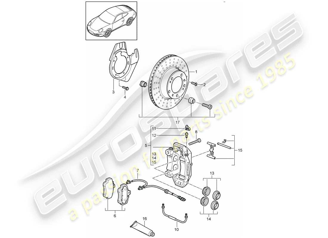 porsche 2010 (997-2) scheibenbremsen ersatzteildiagramm