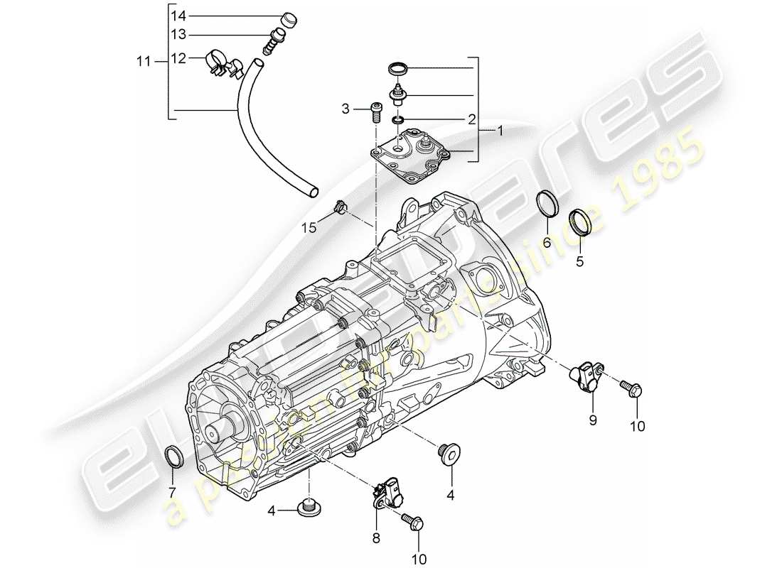 porsche 2003 (cayenne e1 9pa) schaltgetriebe ersatzteildiagramm