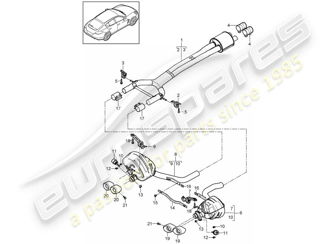 porsche 2016 (panamera 970) auspuffanlage teilediagramm