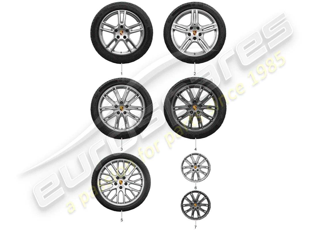 porsche 2013 (tequipment panamera) radscheibe 'aluminium' mit winter ersatzteildiagramm
