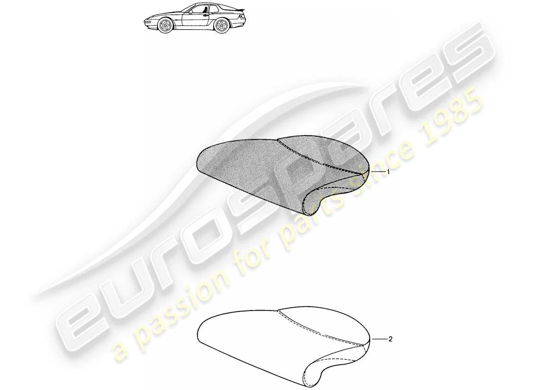 porsche 1987 (seats for 944/968/911/928) rücksitzkissen - d - mj 1994>> - mj 1995 ersatzteildiagramm