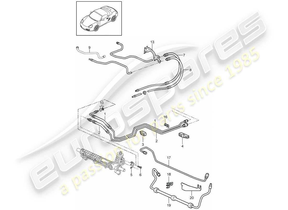 porsche 2010 (987 boxster) servolenkung - teilediagramm
