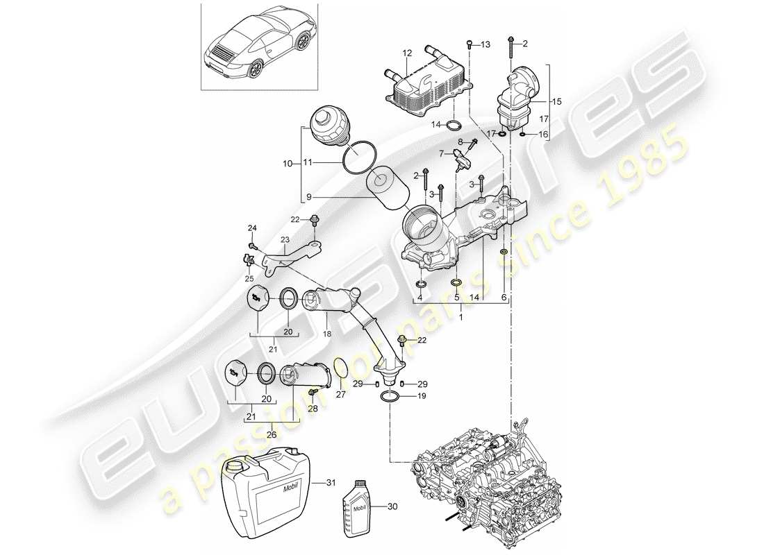 porsche 2011 (997-2) motorschmierung teilediagramm