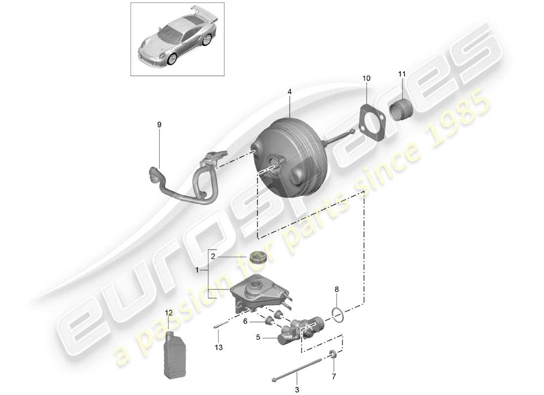 porsche 2015 (991-1 turbo) hauptbremszylinder teilediagramm
