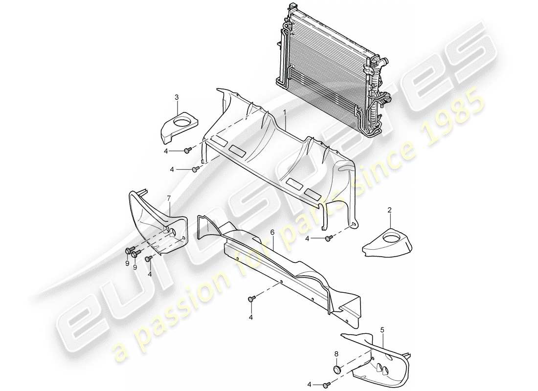 porsche 2005 (cayenne e1 9pa) luftkanal teilediagramm