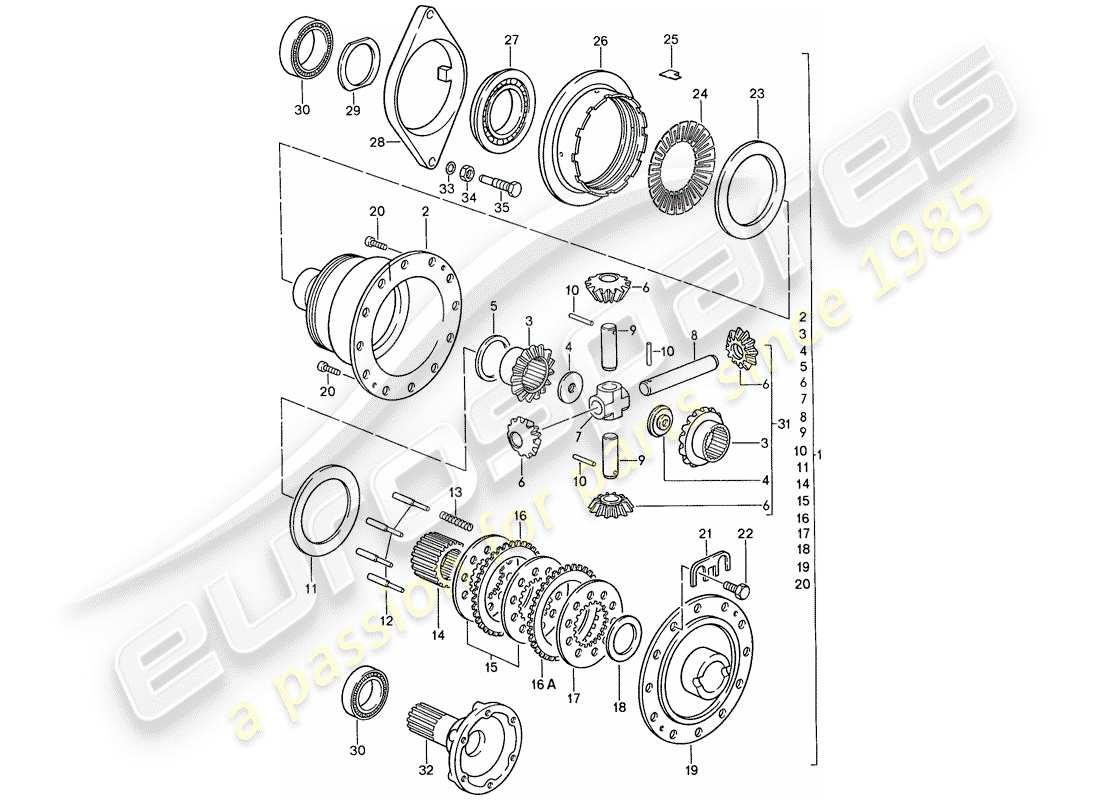 porsche 1988 (928) automatikgetriebe - porsche - sperrdifferential - d - mj 1990>> ersatzteildiagramm