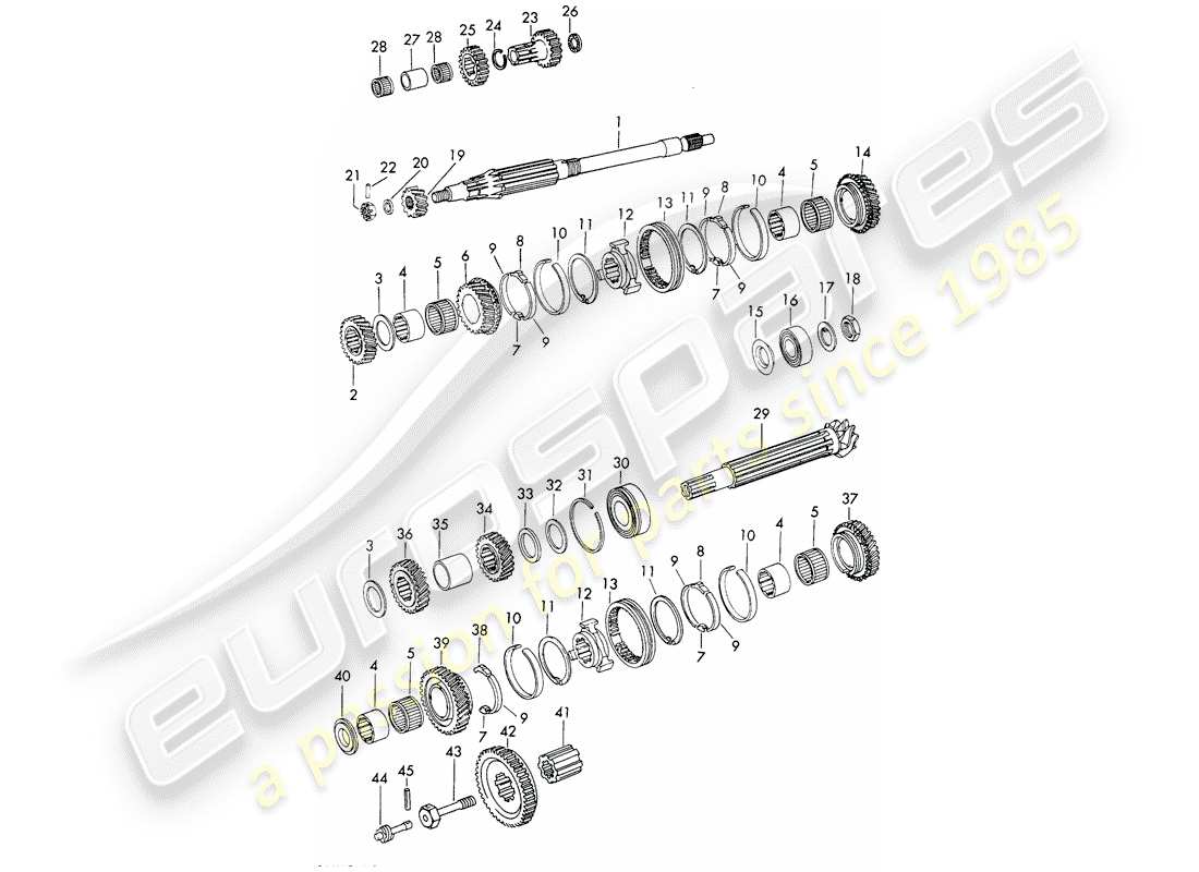 porsche 1967 (911/912) zahnräder und wellen - sportomatic ersatzteildiagramm
