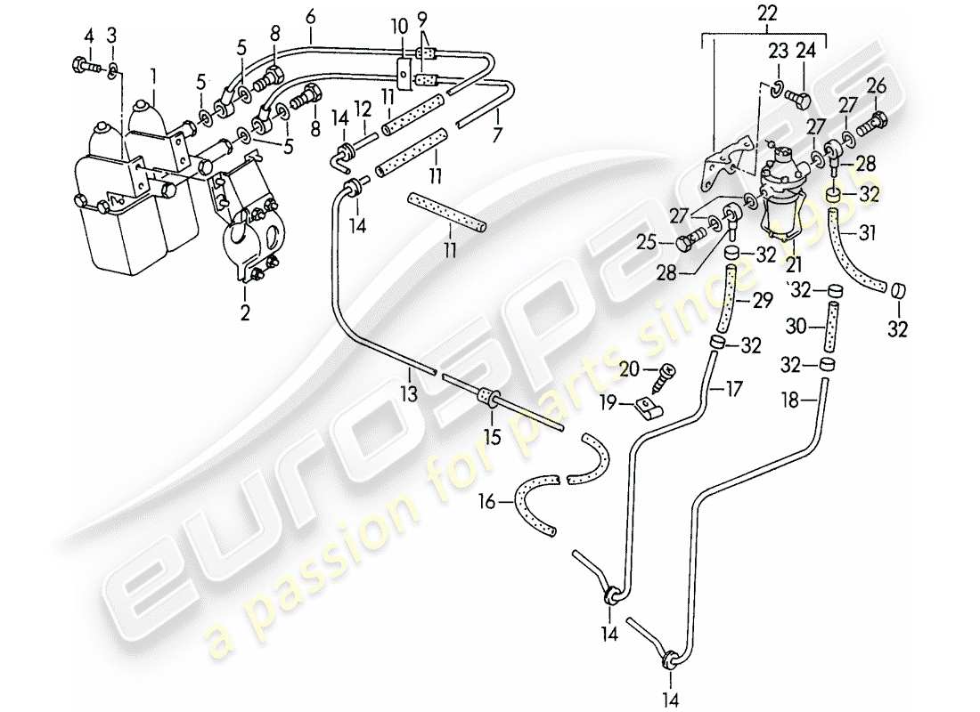 porsche 1954 (356/356a) kraftstoffpumpe - -autopulse 500- - elektrisch - mit: - kraftstoffleitung ersatzteildiagramm