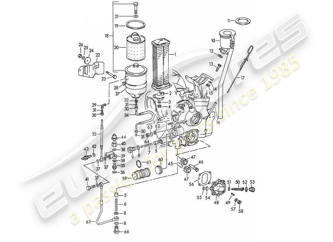porsche 1952 (356/356a) motorschmierung - m 67 001 >> - m 81 201 >> ersatzteildiagramm