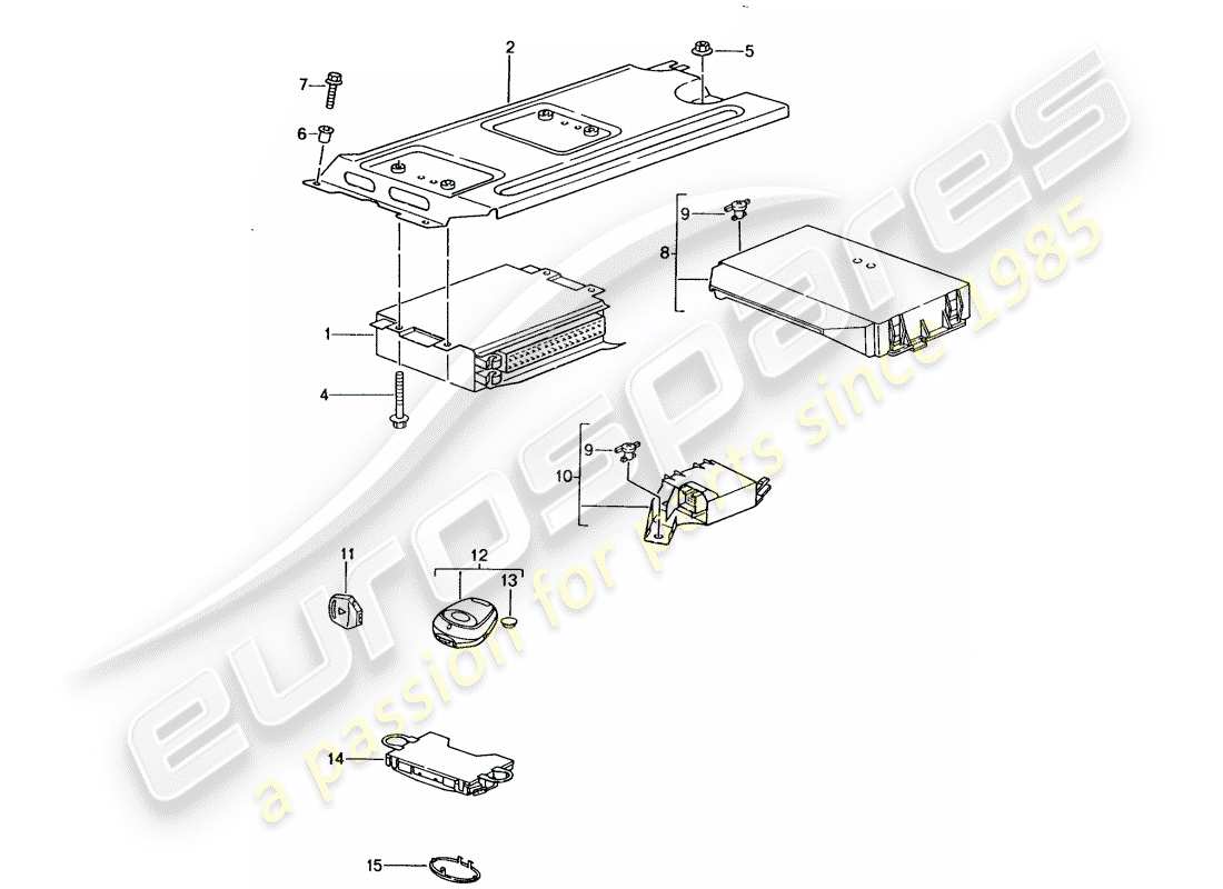 porsche 2001 (996 gt3) steuergeräte ersatzteildiagramm
