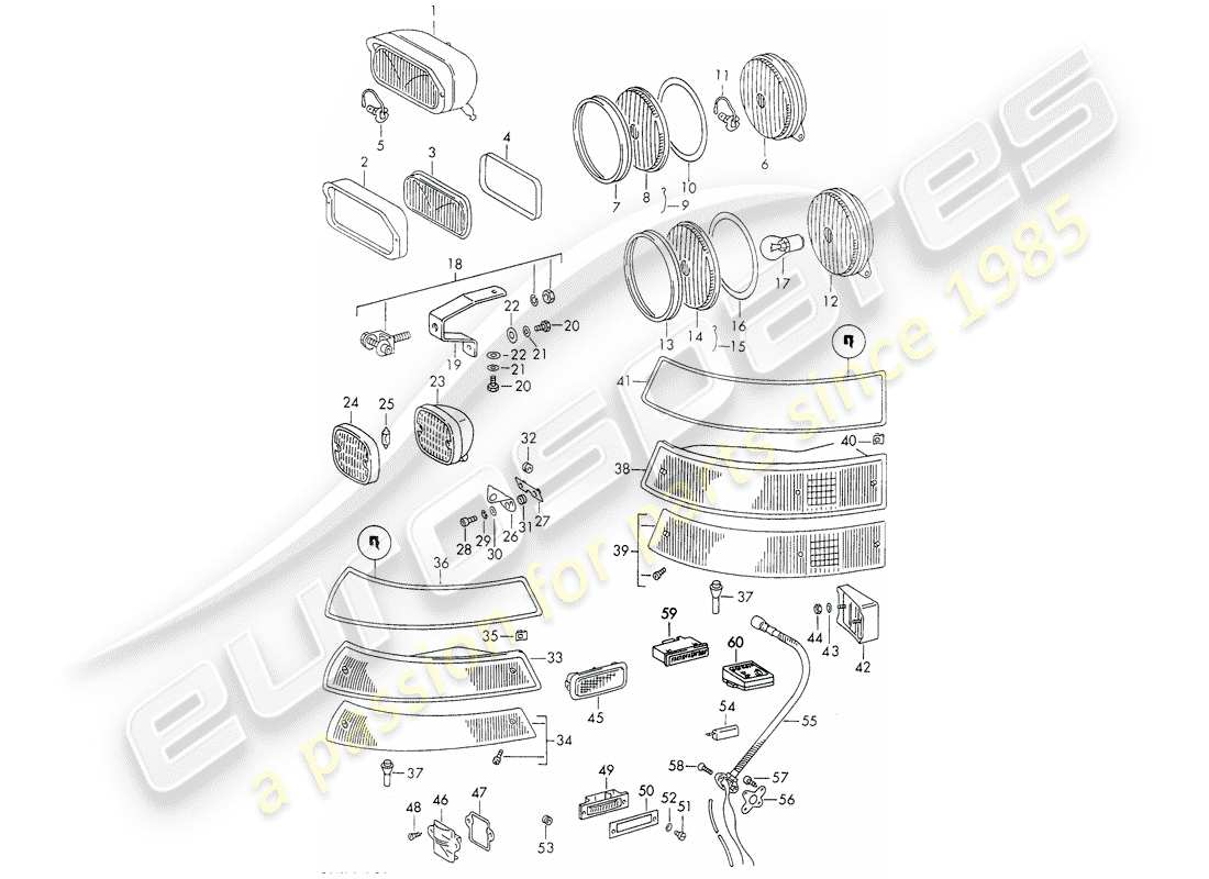 porsche 1972 (911) beleuchtung teilediagramm