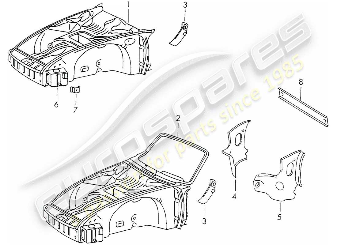 porsche 1972 (911) front end teilediagramm