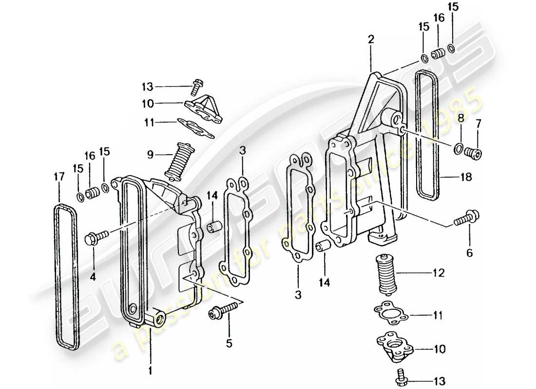 porsche 2004 (996 gt3) kettengehäuse - spanner - kette ersatzteildiagramm