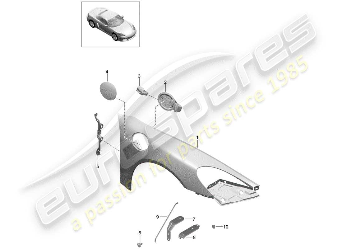 porsche 2018 (718 boxster) fender-teilediagramm