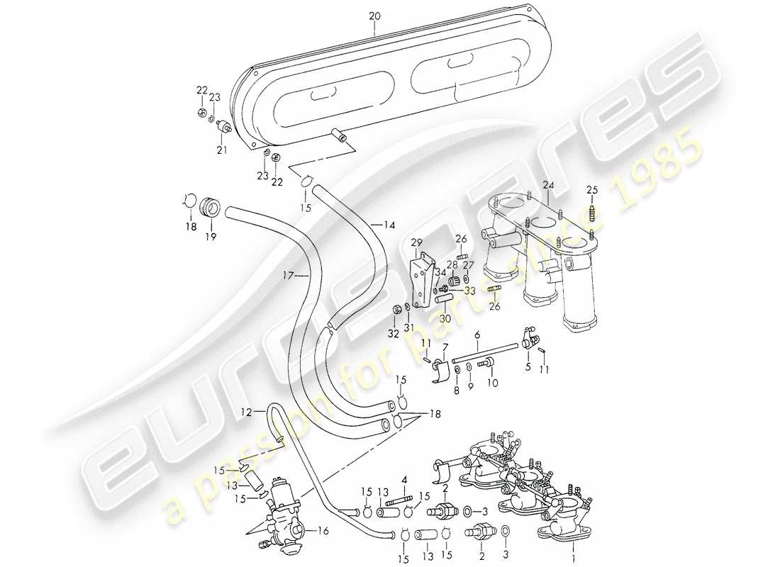 porsche 1972 (911) vakuumsystem - für - kupplungsausrückung - einspritzsystem - d >> - mj 1971 ersatzteildiagramm