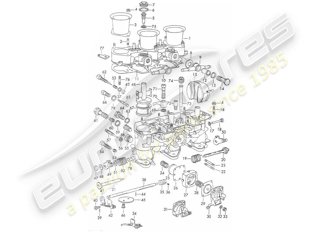 porsche 1972 (911) reparaturmaterial - für - vergaser - - weber - - - 40 idtp 1 3c/3c1 - d >> - mj 1971 ersatzteildiagramm