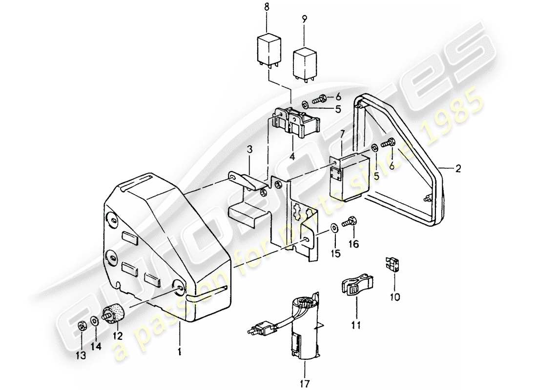 porsche 1992 (964) sicherungskasten/relaisplatte - motorraum ersatzteildiagramm
