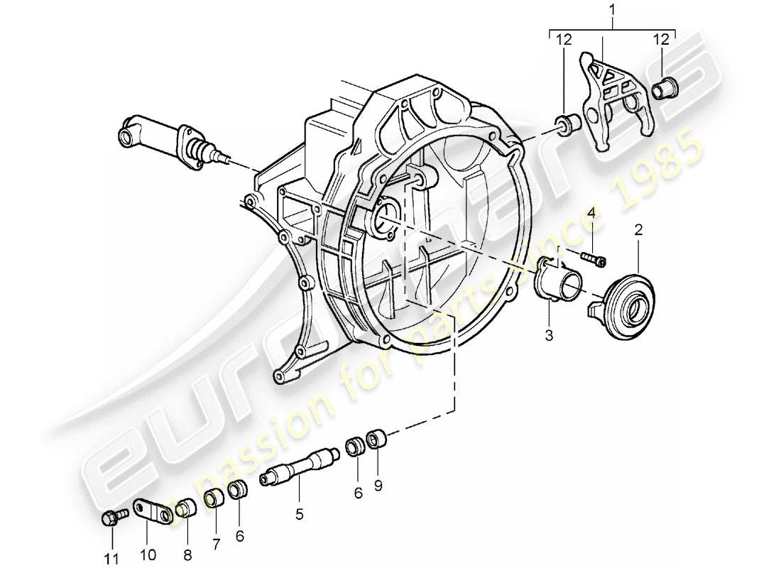 porsche 2003 (996 gt3) kupplungsausrückung ersatzteildiagramm