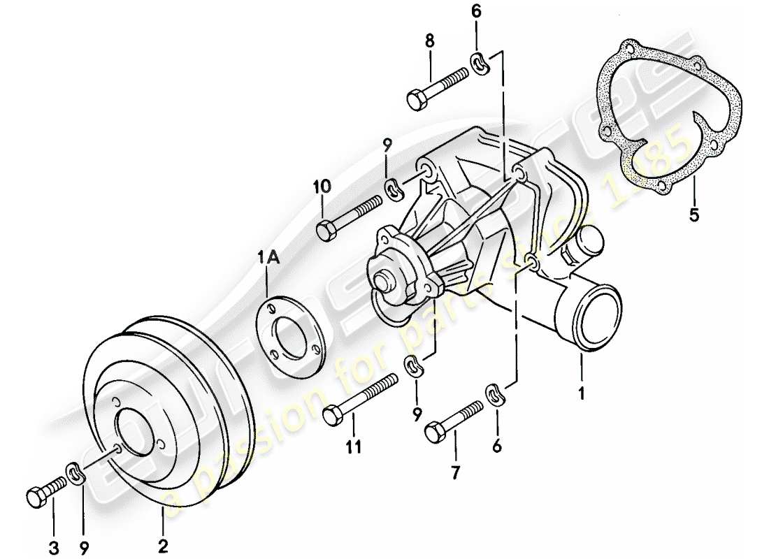 porsche 1979 (924) wasserpumpe teilediagramm