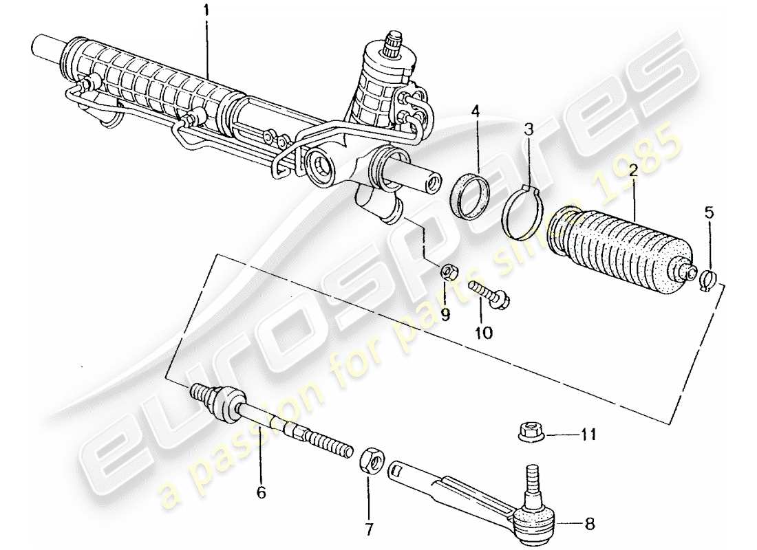 porsche 2002 (996 turbo / gt2) servolenkung - lenkgetriebe - lenkungsteile ersatzteildiagramm