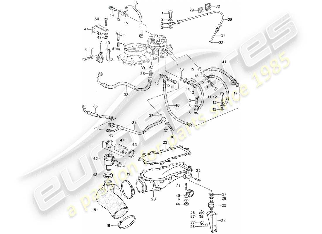 porsche 1989 (964) k-jetronic ersatzteildiagramm