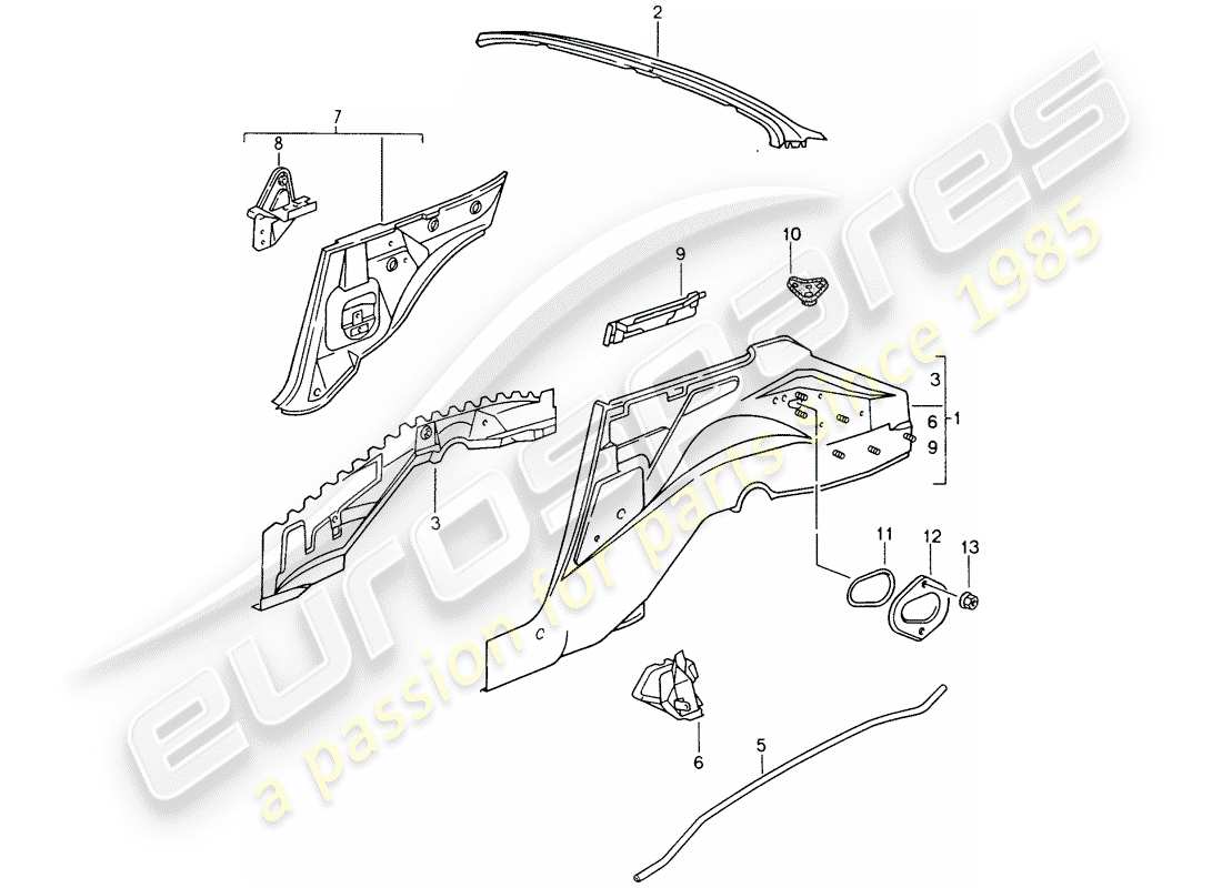 porsche 1994 (993) radgehäuse ersatzteildiagramm