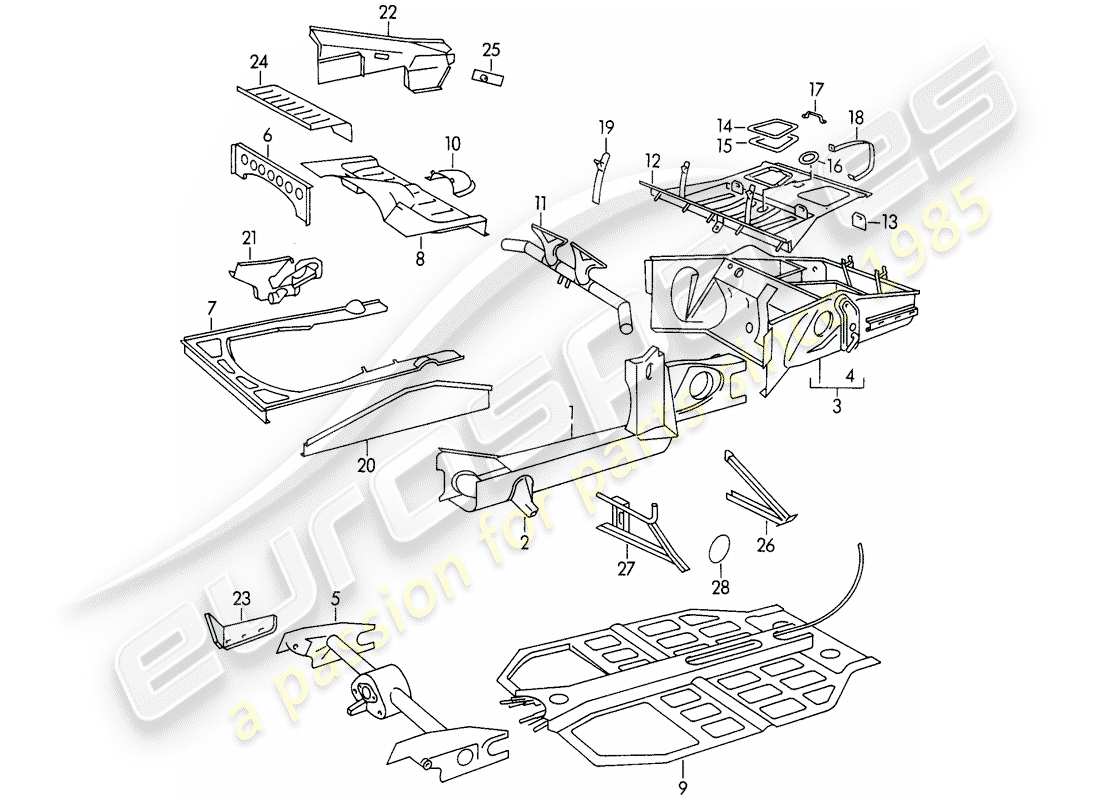 porsche 1958 (356/356a) frame-teilediagramm