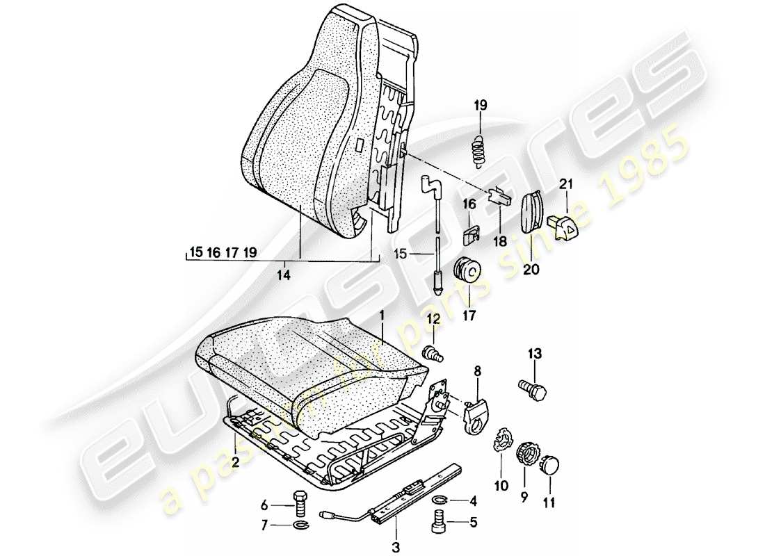 porsche 1984 (924) vordersitz - einzelteile ersatzteildiagramm