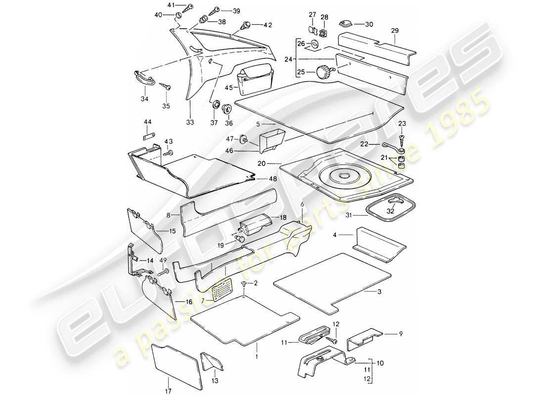 porsche 1994 (928) trims-teilediagramm