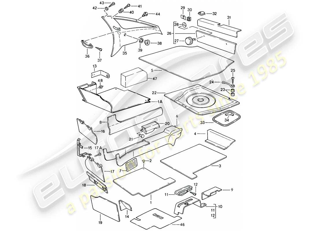 porsche 1987 (928) trims-teilediagramm