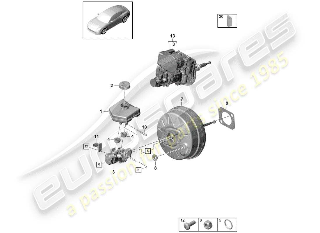 porsche 2020 (panamera 971-1) bremszylinder ersatzteildiagramm