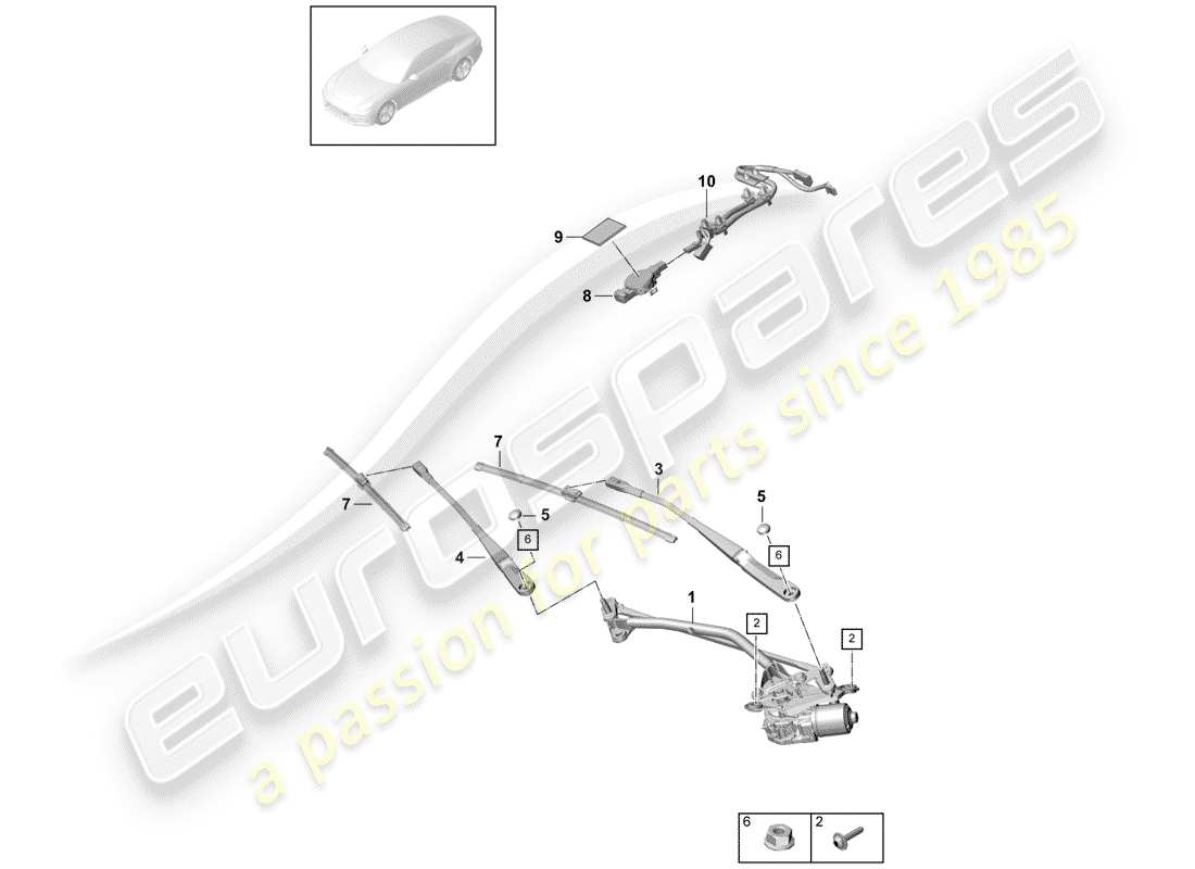 porsche 2017 (panamera 971-1) scheibenwischeranlage kompl. teilediagramm