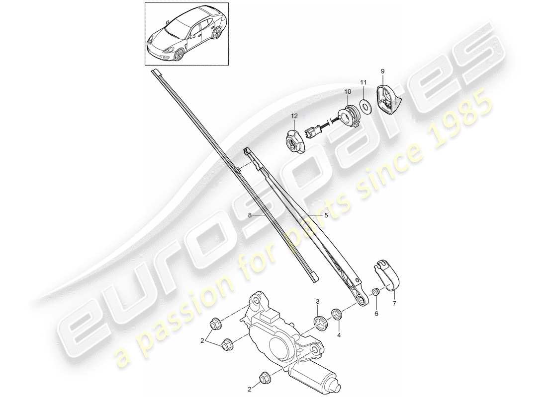 porsche 2011 (panamera 970) heckscheibenwischer teilediagramm