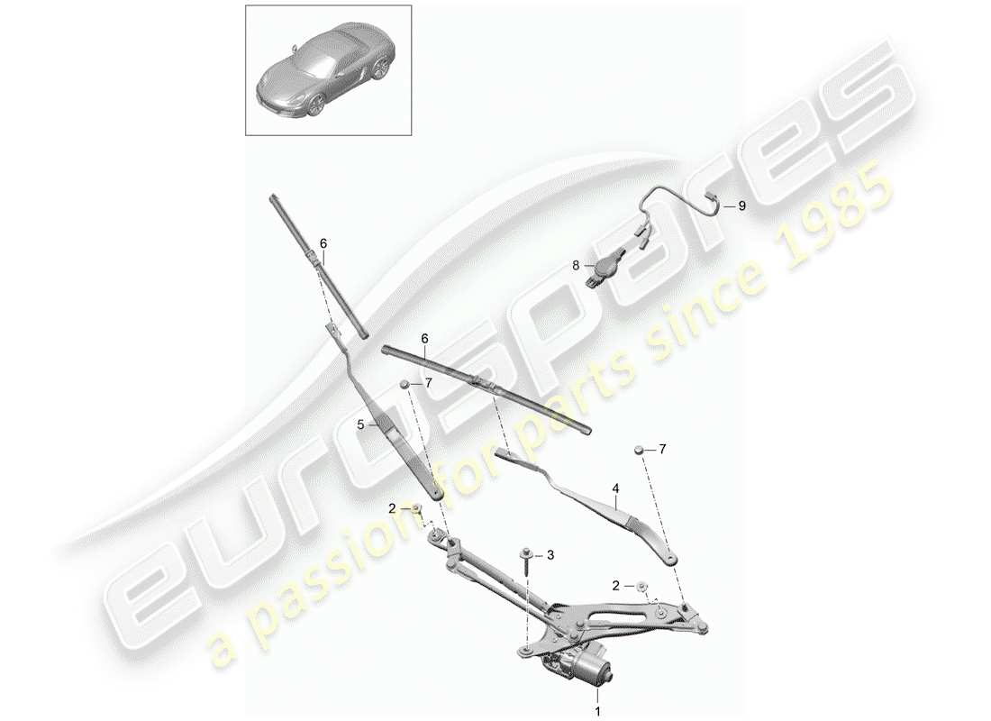 porsche 2016 (981 boxster) scheibenwischeranlage kompl. teilediagramm