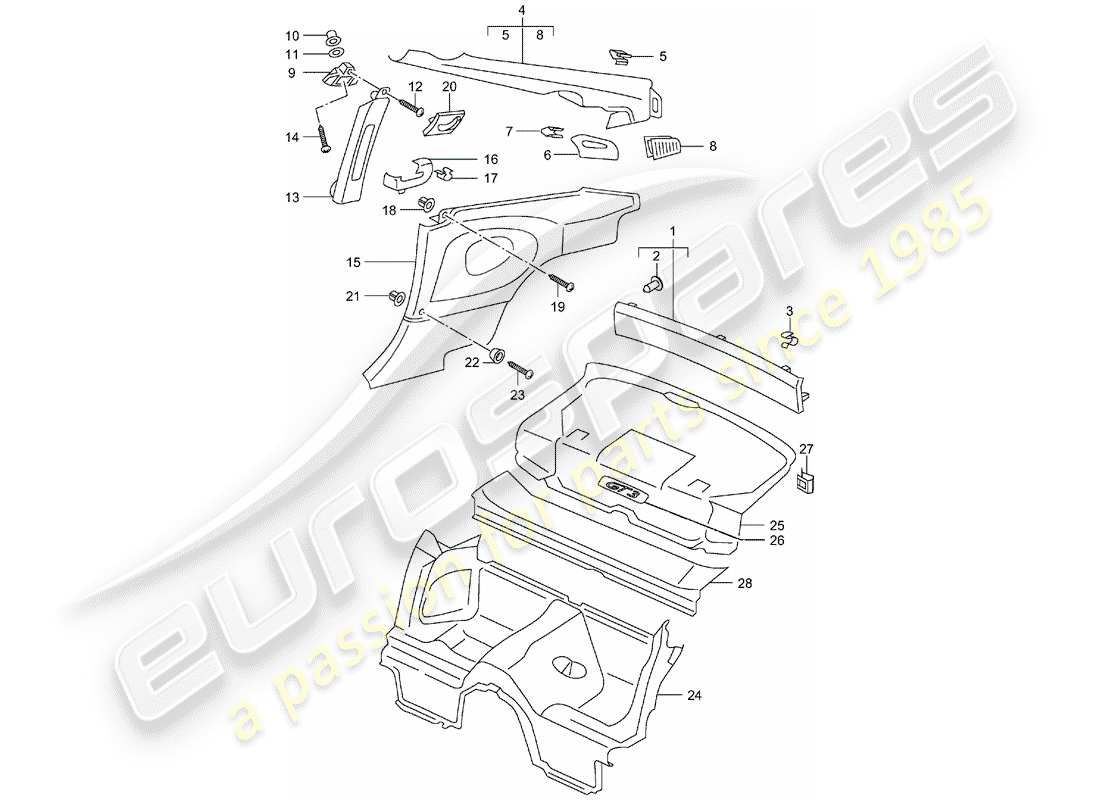 porsche 2001 (996 gt3) trims-teilediagramm