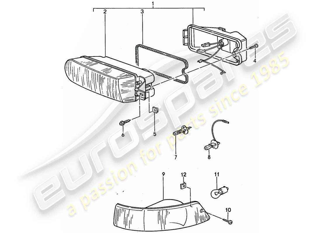 porsche 1994 (968) zusatzscheinwerfer - blinker ersatzteildiagramm