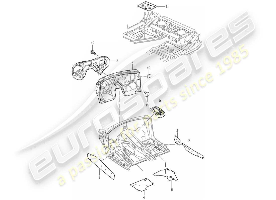 porsche 2005 (cayenne e1 9pa) schallabsorber ersatzteildiagramm