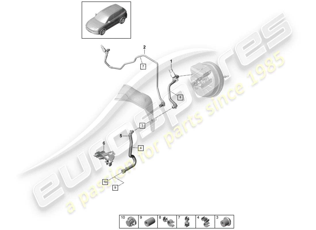 porsche 2018 (cayenne e3 9ya/9yb) vakuumleitung - teilediagramm