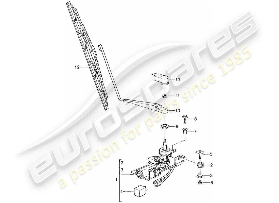 porsche 1999 (996) heckscheibenwischer teilediagramm