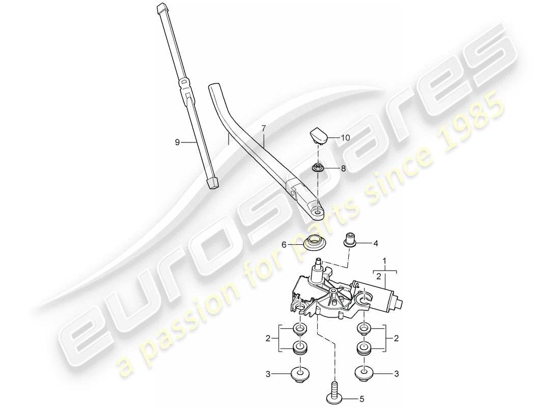 porsche 2006 (987 cayman) heckscheibenwischer teilediagramm