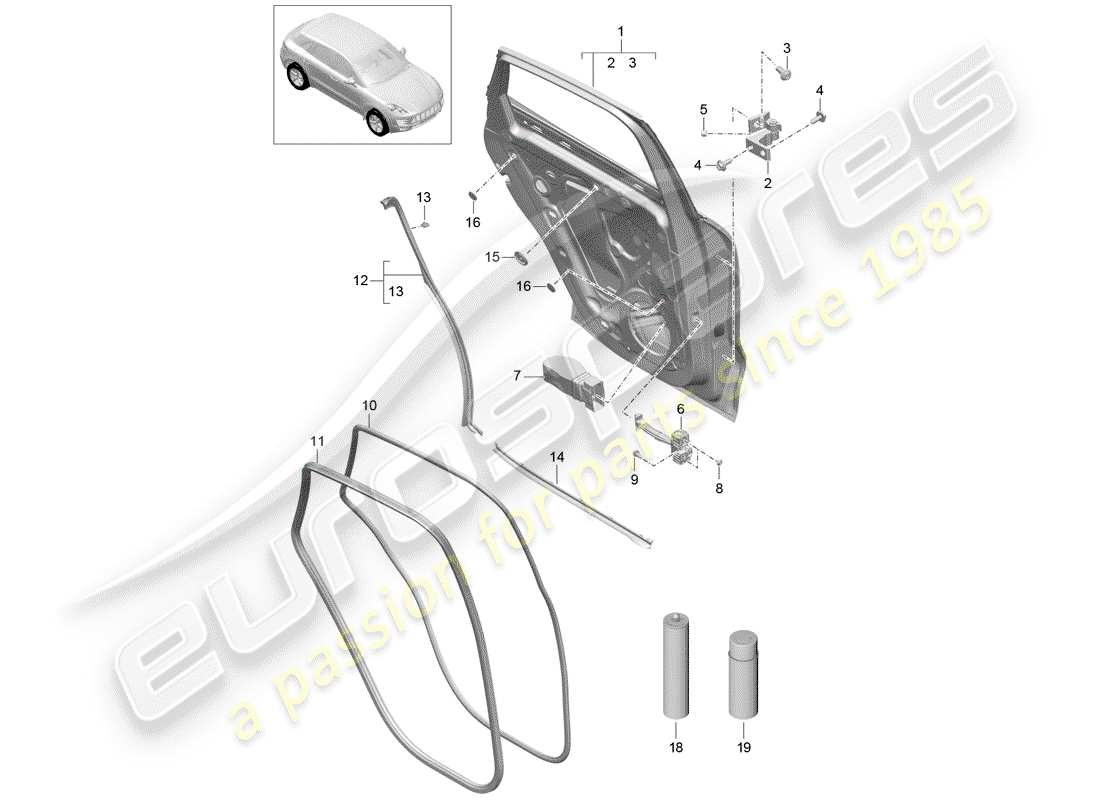porsche 2016 (macan) türschale teilediagramm