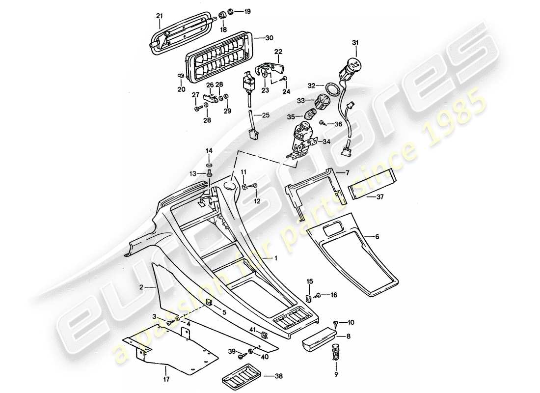 porsche 1994 (928) center console ersatzteildiagramm