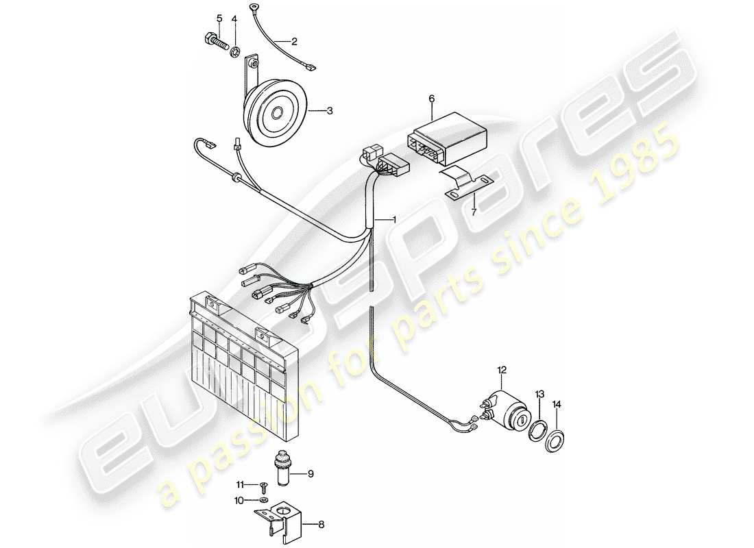 porsche 1984 (944) alarmsystem teilediagramm