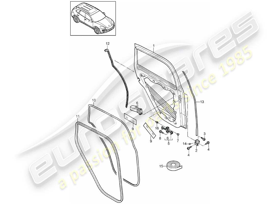 porsche 2018 (cayenne e2 92a) türschale teilediagramm