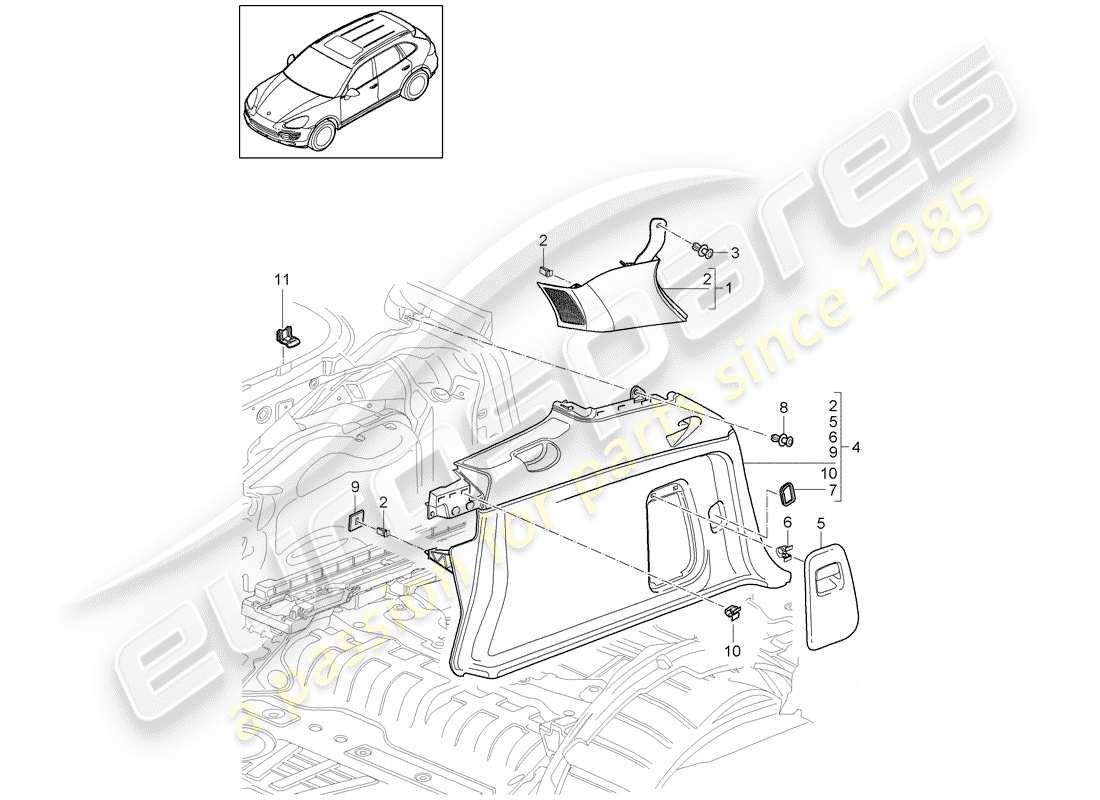 porsche 2011 (cayenne e2 92a) beschichtung teilediagramm