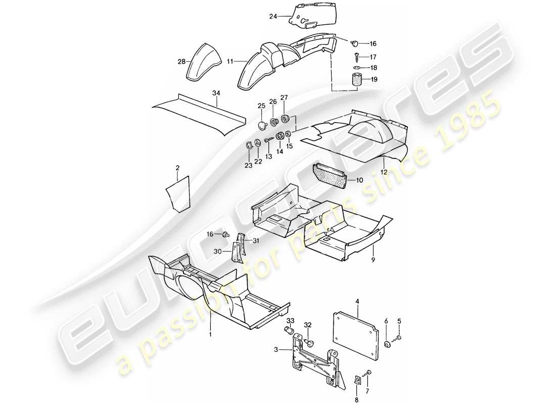 porsche 1991 (944) trims-teilediagramm