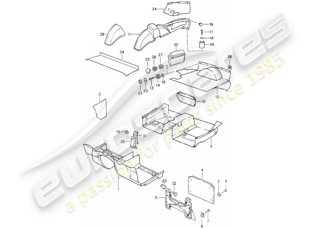 porsche 1992 (968) trims-teilediagramm