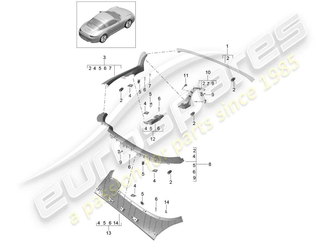 porsche 2014 (991-1) trims-teilediagramm