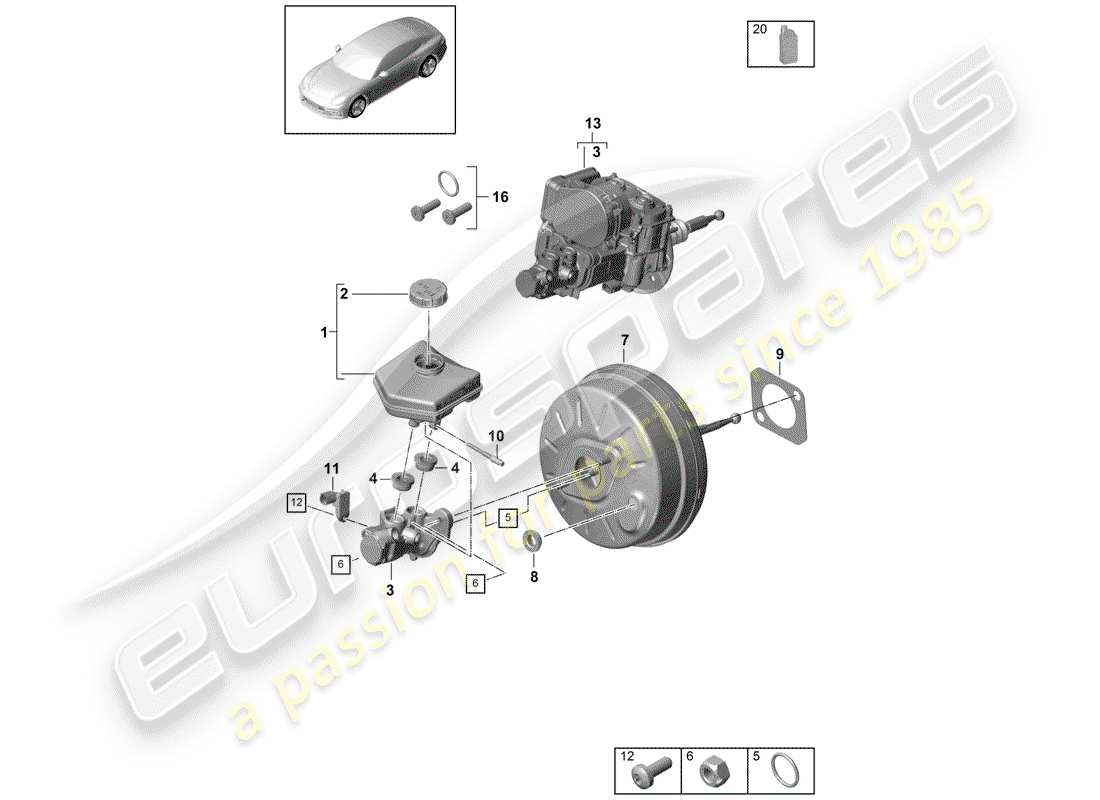 porsche 2017 (panamera 971-1) bremszylinder ersatzteildiagramm